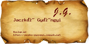Jaczkó Gyöngyi névjegykártya
